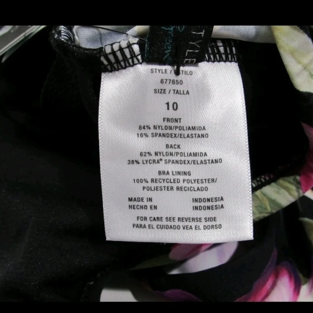 Aqua Green Women's UPF 50 V Neck Ruched Shaping Swimsuit Black Floral Size 10